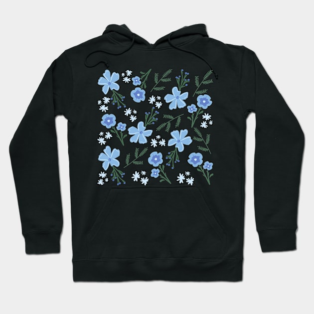 Blue wildflowers exotic flowers pattern Hoodie by CuTeGirL21